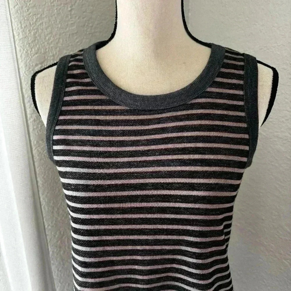 LOGO Lounge by Lori Goldstein French Terry Striped Tank w/ Rib Details - Picture 4 of 9